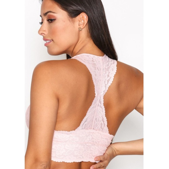 FREE PEOPLE Gallon Lace Bralette Size S Pink Stretch Nylon Racerback MSRP$20 - Picture 2 of 6